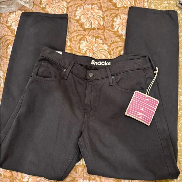 NWT MOTHER The Down Low Sweet Tooth Skimp Jeans Black Straight-LegSz 31 & 32